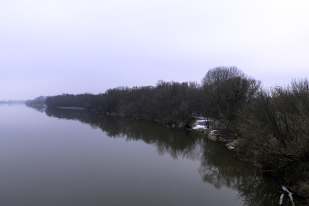 Vistula (Wisla) River in winter - Nowy Dwor Mazowiecki, Poland