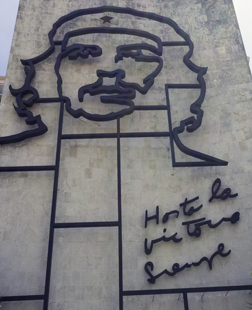Ministry of the Interior building with a steel memorial to Cuban hero Ernesto Che Guevara - Revolution Square (La Plaza de la RevoluciÃ³n), Havana, Cubaのeditorial素材