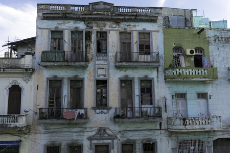 Old residential building in Havana, Cubaの写真素材
