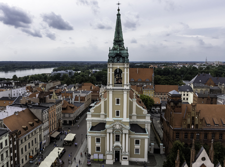 Aerial view of the Holy Spirit Church in Torun, Polandの写真素材