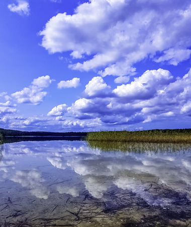 Polish nature - view of Choczewskie Lake in Choczewo, Pomerania, Kaszuby, Polandの写真素材