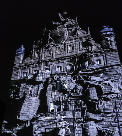 Abstract building facade - Bella Skyway Festival - International Light Festival in Torun, Polandのeditorial素材