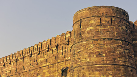 Agra Red Fort walls in Agra, Uttar Pradesh, India
