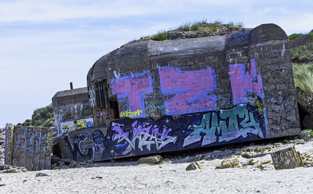 Dunkirk Beaches Bunkers - remains of a WW2 Nazi coastal gun battery, known as M.K.B Malo Terminusのeditorial素材