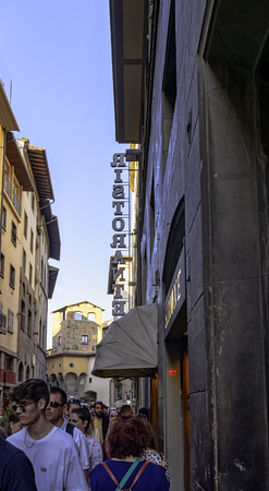 Street of Florence Old Town with vintage architecture in Florence, Tuscany, Italyのeditorial素材
