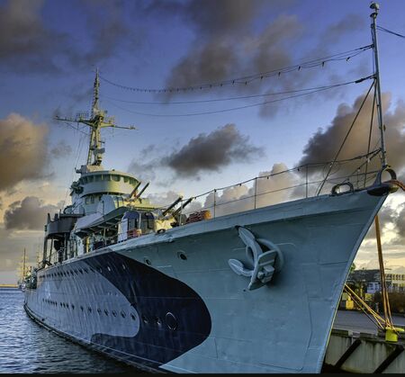 Polish warship - museum ORP Blyskawica (Lightning) - grom-class destroyer which served in the Polish Navy during World War II -  Gdynia, Tricity, Pomerania, Polandのeditorial素材