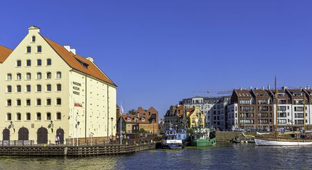 View of Motlawa river and architecture of Gdansk, Tricity, Pomerania, Poland