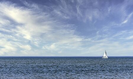 Sailing yacht at English Channel (La Manche) - Dunkirk, France