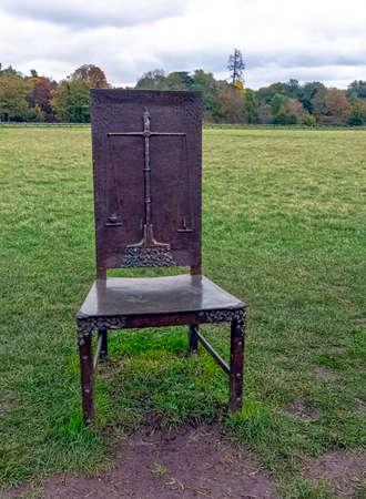 12 bronze chairs - Jurors artwork by Hew Locke in Runnymede, Surrey, United Kingdomのeditorial素材