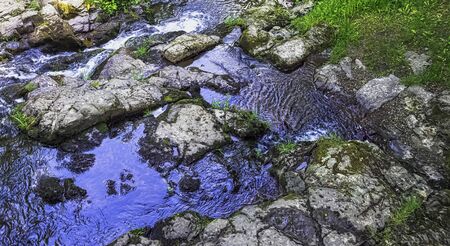La Petite Cascade - The Little Waterfall of the Cance and Cancon rivers - Le Neufbourg, Normandy, Franceの写真素材