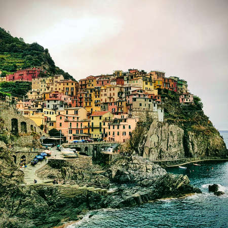 View of Manarola, Cinque Terre, Italyの写真素材