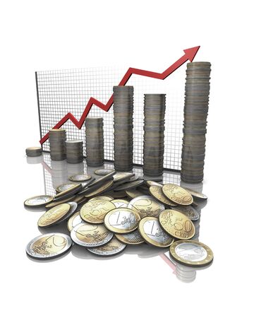 Business statistic graph with coinsの写真素材