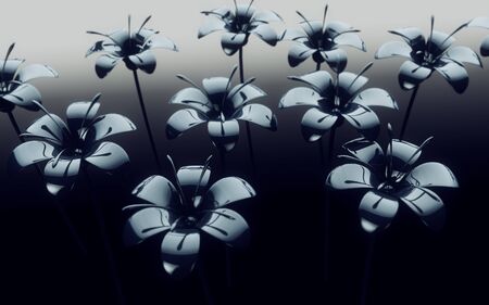 Dark futuristic flowers field backgroundの写真素材