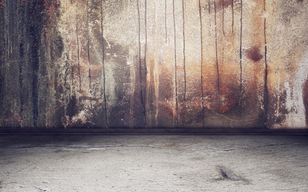 Old grunge interior background 3d renderの写真素材