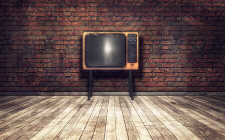 Old TV in a room grunge backgroundの写真素材