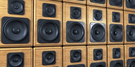 wall of audio speakers backgroundの写真素材