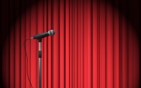 Microphone stand on stageの写真素材