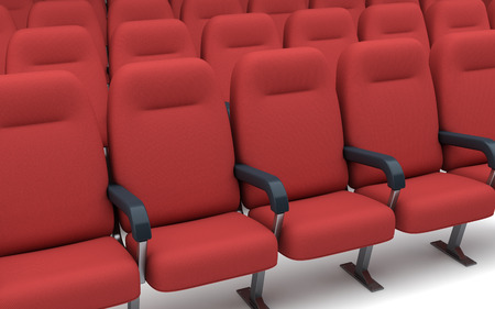 Theatre seats row on whiteの写真素材