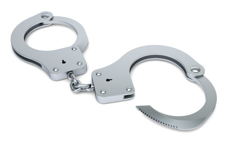 Handcuffs isolated on whiteの写真素材