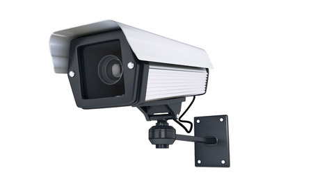 Surveillance Camera on white background. clipping pathの写真素材