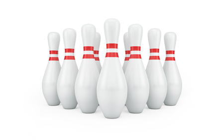 Bowling skittles isolated on white with clipping pathの写真素材