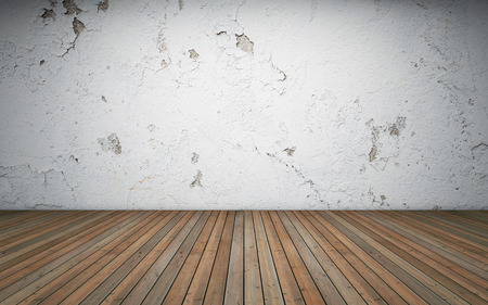 Old empty room with wooden floor. 3d renderingの写真素材