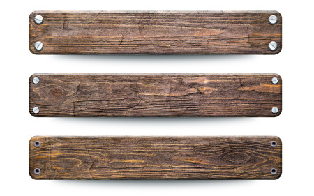 Old rough wood planks sign. Isolated on white with clipping pathの写真素材