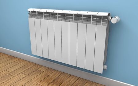 Heating radiator on wall. 3d renderingの写真素材