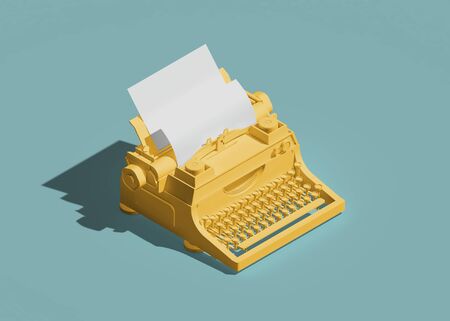 typewriter icon isometric view. 3d renderingの写真素材