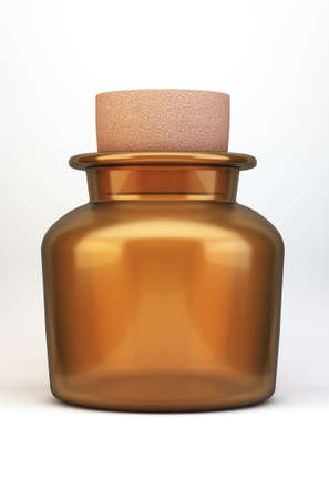 Clean empty retro medical bottle with cork cap. clipping path. 3d renderingの写真素材