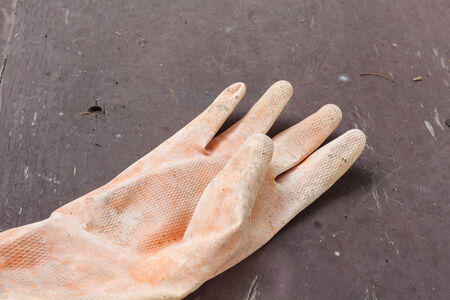old orange gloveの写真素材
