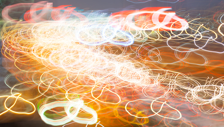 abstract motion circular night lightの写真素材