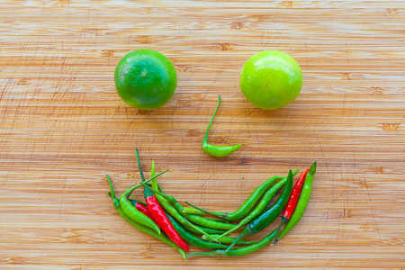 Thai seasoning on wood texture with chop markの写真素材