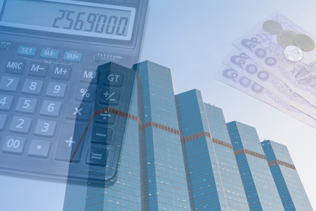 business skyscraper with finance backgroundの写真素材