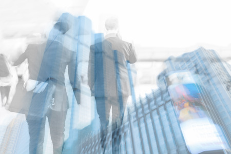 motion blur business skyscraper and business manの写真素材