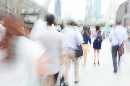 motion blur people traveling to workの写真素材