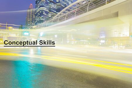 long exposure of night traffic in the city. business management concept