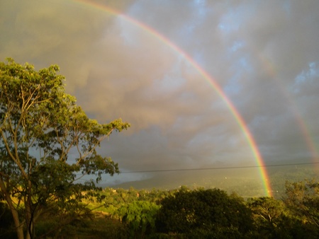 view rainbow at sunsetの写真素材