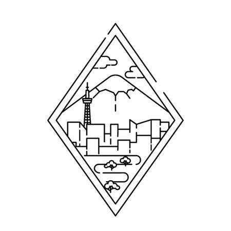 Linear banner of Tokyo city. Line art.のイラスト素材