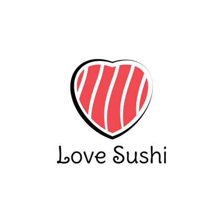 simple and unique logo design combination of sushi and heart or love.のイラスト素材