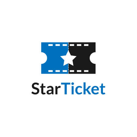 unique combination and simple star and ticket logo designのイラスト素材