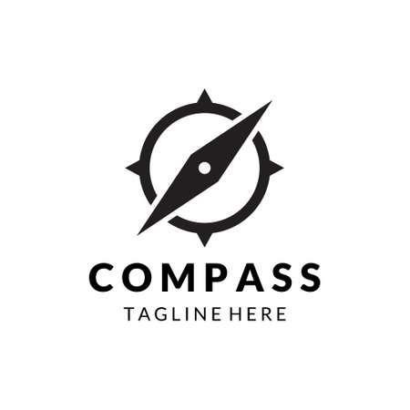 unique and modern black compass vector logo templateのイラスト素材