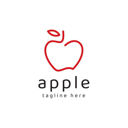 simple and unique red apple line logo designのイラスト素材