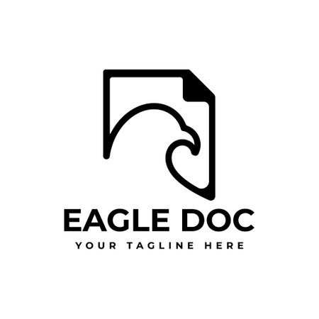 eagle doc logo. unique and simple combination eagle head and document vector logo template.のイラスト素材