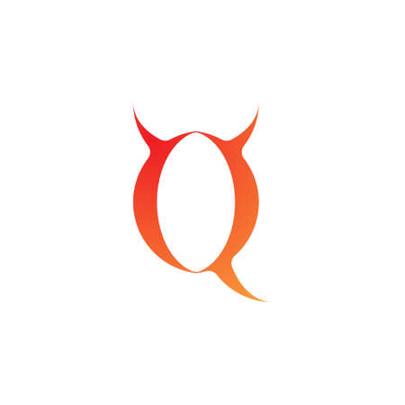 simple and unique combination of letter Q and devil.のイラスト素材