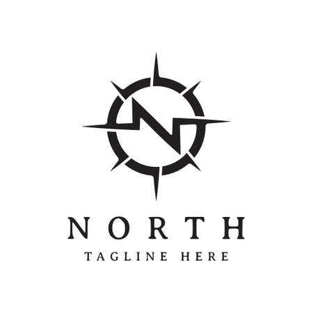 unique letter N north with compass logo designのイラスト素材