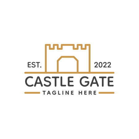 simple and unique castle gate vintage logo designのイラスト素材