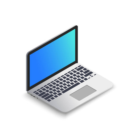 Isometric laptop. Notebook isometry icon. Template design for advertising, business or education presentation, web or mobile app. Vector illustrationのイラスト素材
