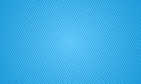Halftone dots on blue background. Comic pop art style blank layout. Template design for comic book,...