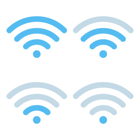 Wifi different signal levels. Wireless signal strength indicator icon. Sign for remote internet access. Vector illustrationのイラスト素材